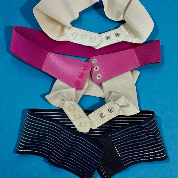 Lot of 12 Wide Stretch Elastic Vtg 8os Fabric Statement Belt Sequin Snap Buckle - Picture 2 of 5